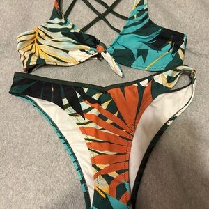 Tropical Print Bikini Set